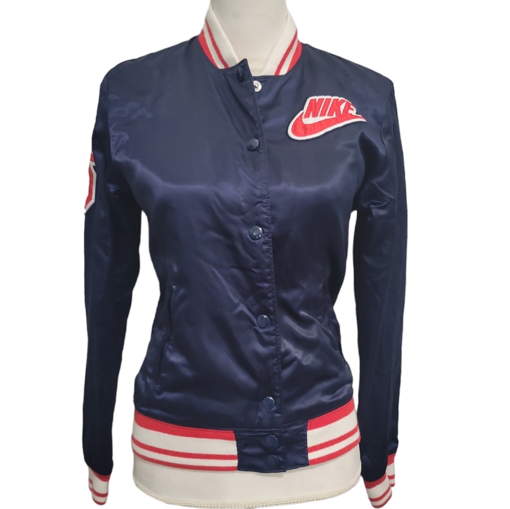 Nike Varsity Silky/Satin Bomber Jacket Size Medium - Picture 2 of 5